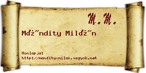 Mándity Milán névjegykártya